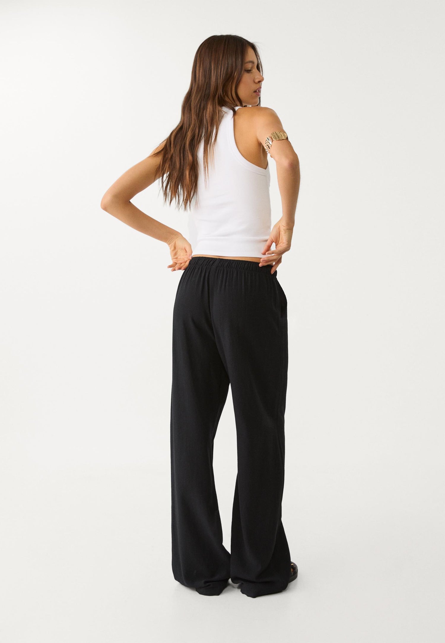 Pantalon lin Noir