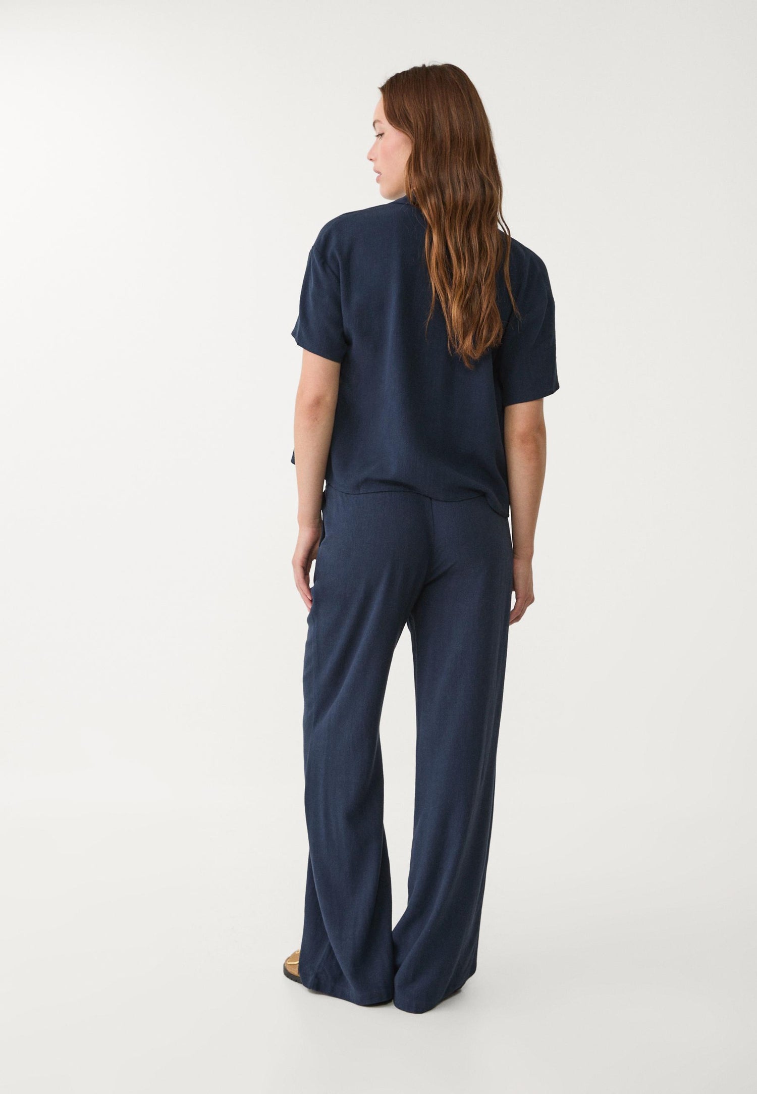 Pantalon lin Bleu