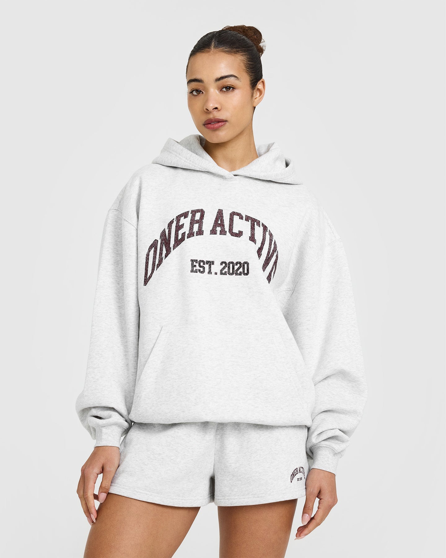 Foundations Oversized Hoodie With Large Printed Graphic | Light Grey Marl