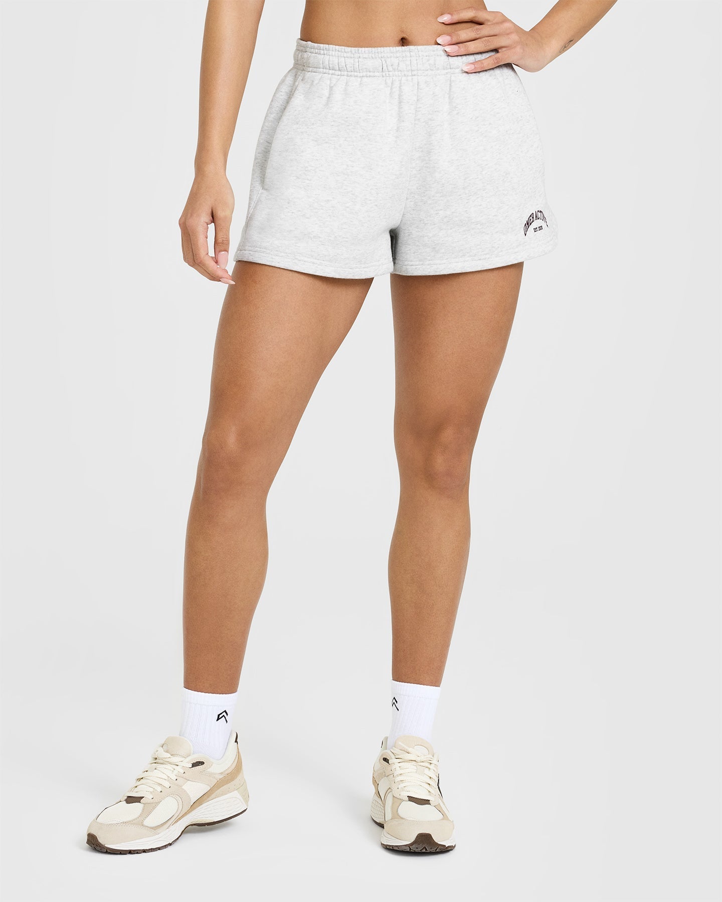 Foundations Oversized Shorts With Printed Graphic | Light Grey Marl
