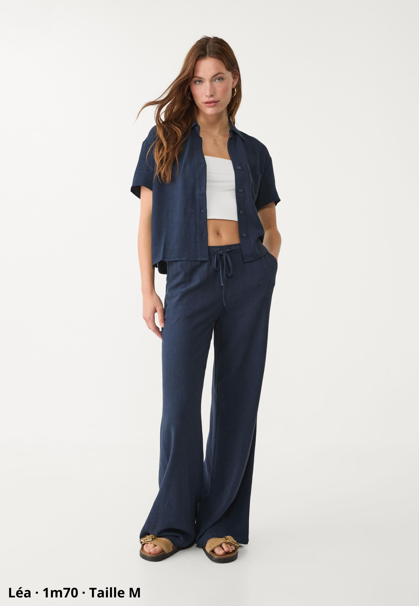 Pantalon lin Bleu